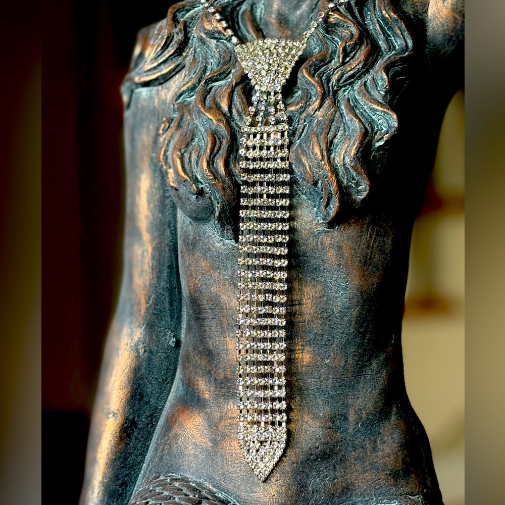 Rhinestone Necktie Necklace - Picture 2 of 5